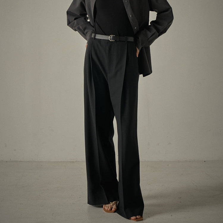 Center pressed wool trousers