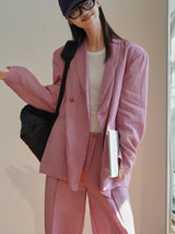 pink linen suits