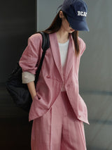 pink linen suits