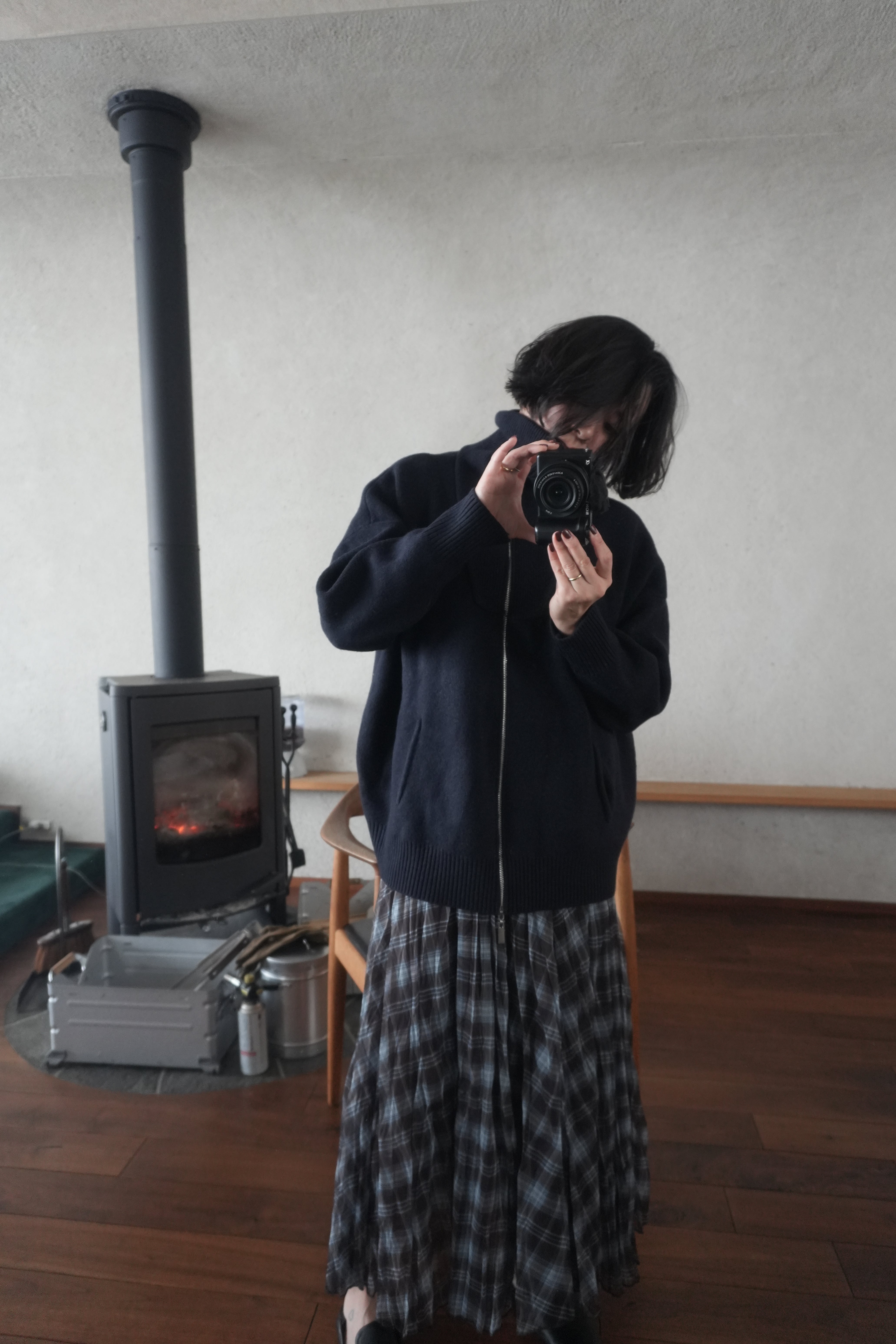 Structured Zip-up knit jacket