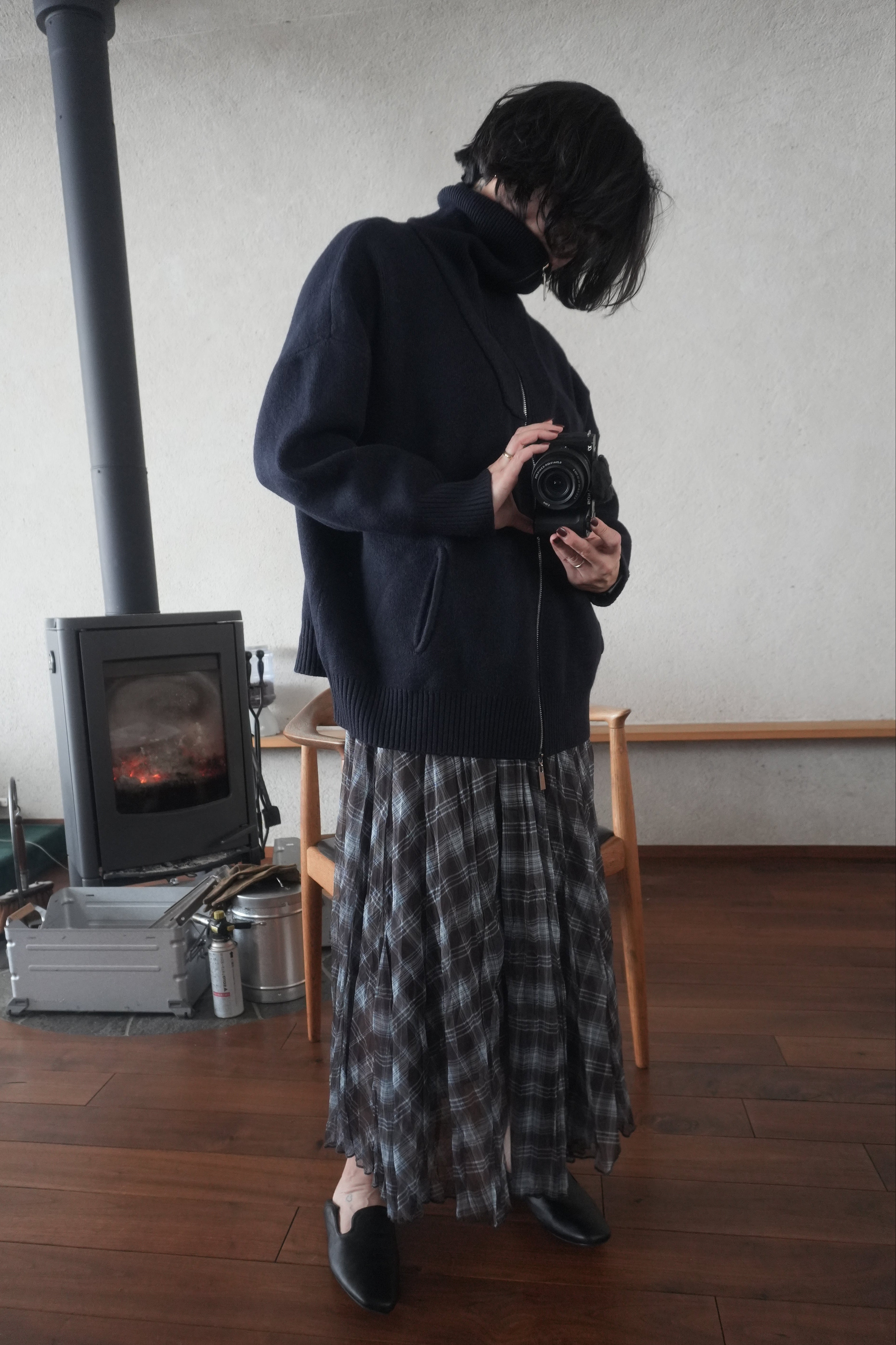 Structured Zip-up knit jacket