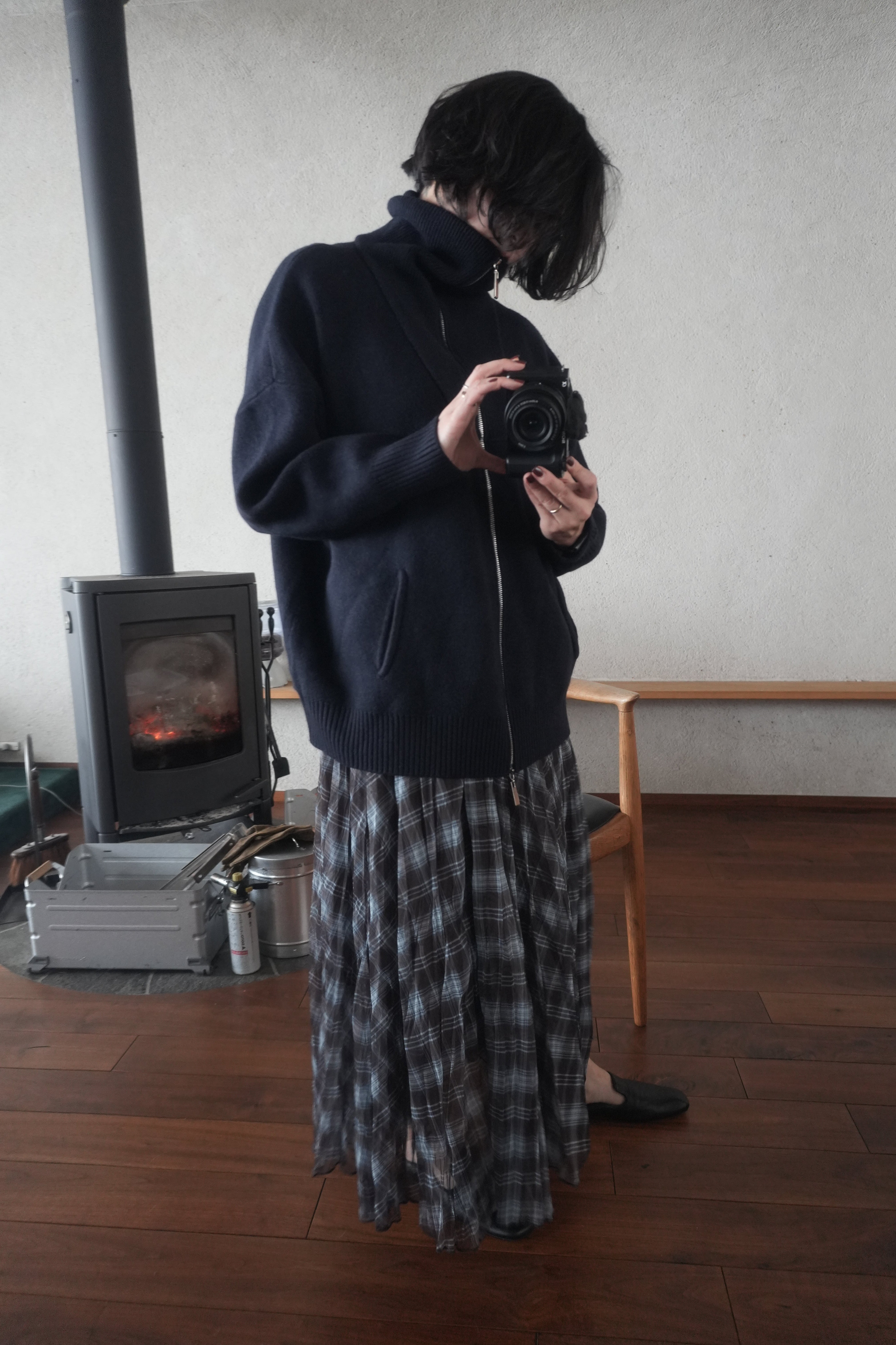 Structured Zip-up knit jacket