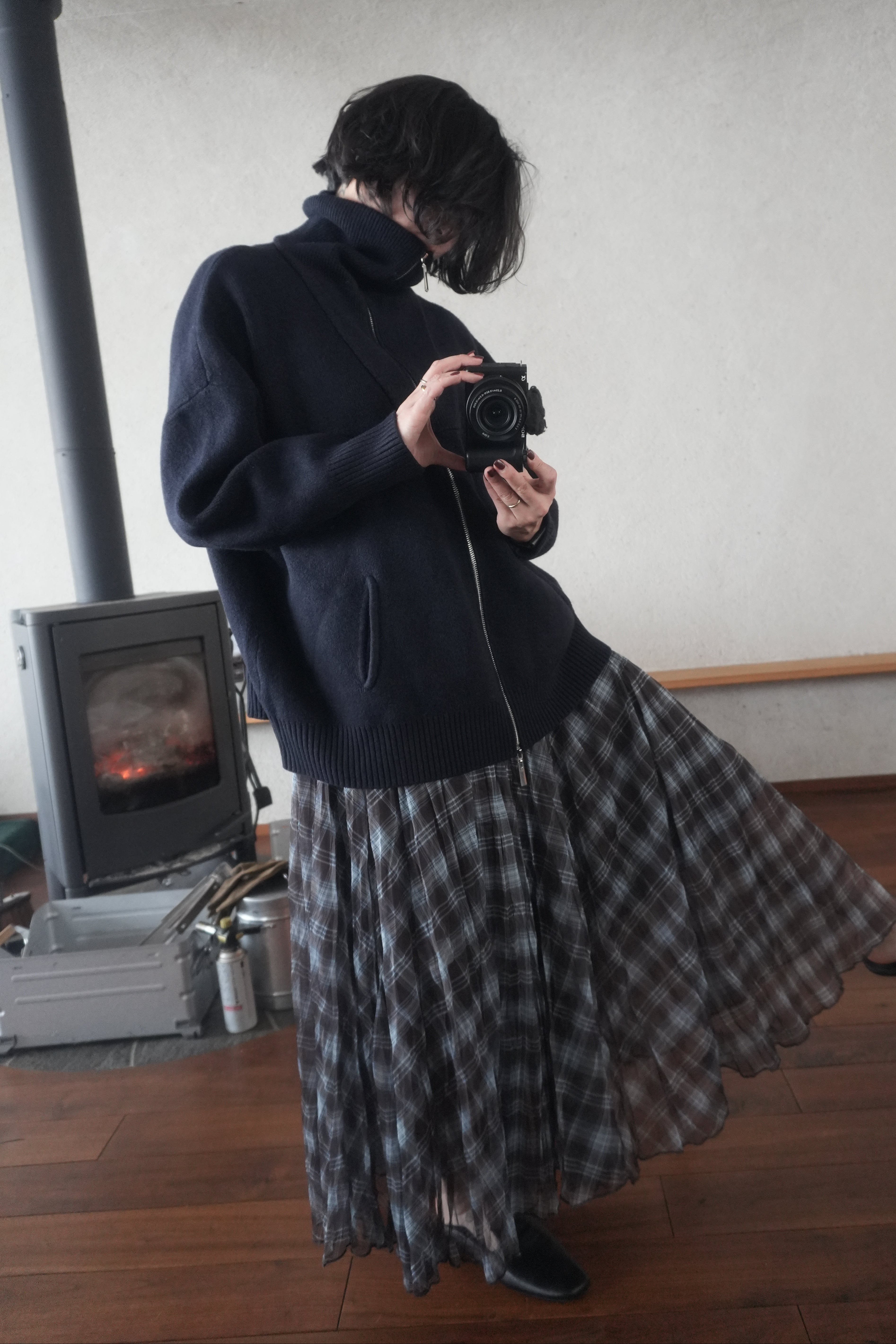 Structured Zip-up knit jacket