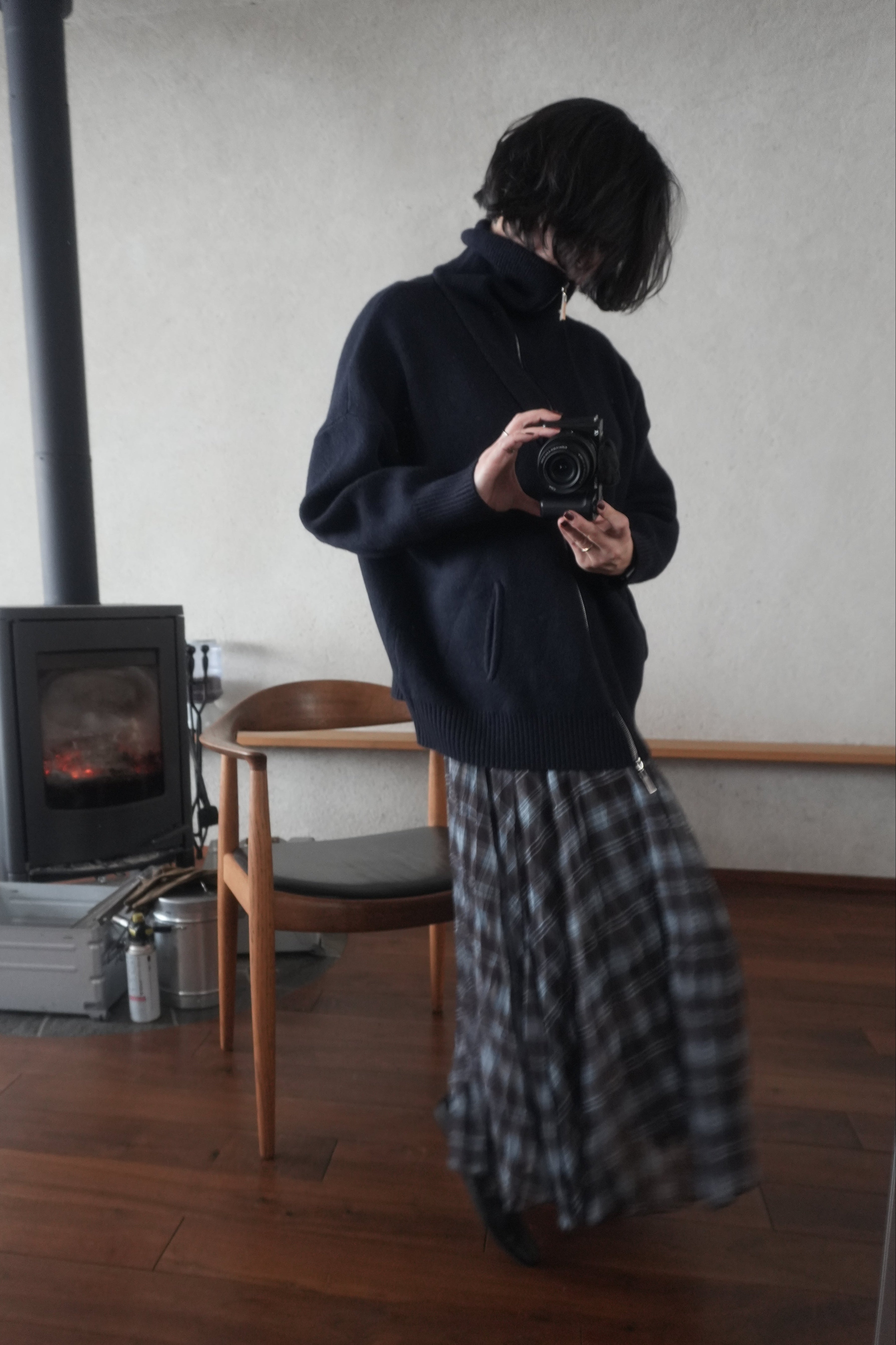 Structured Zip-up knit jacket