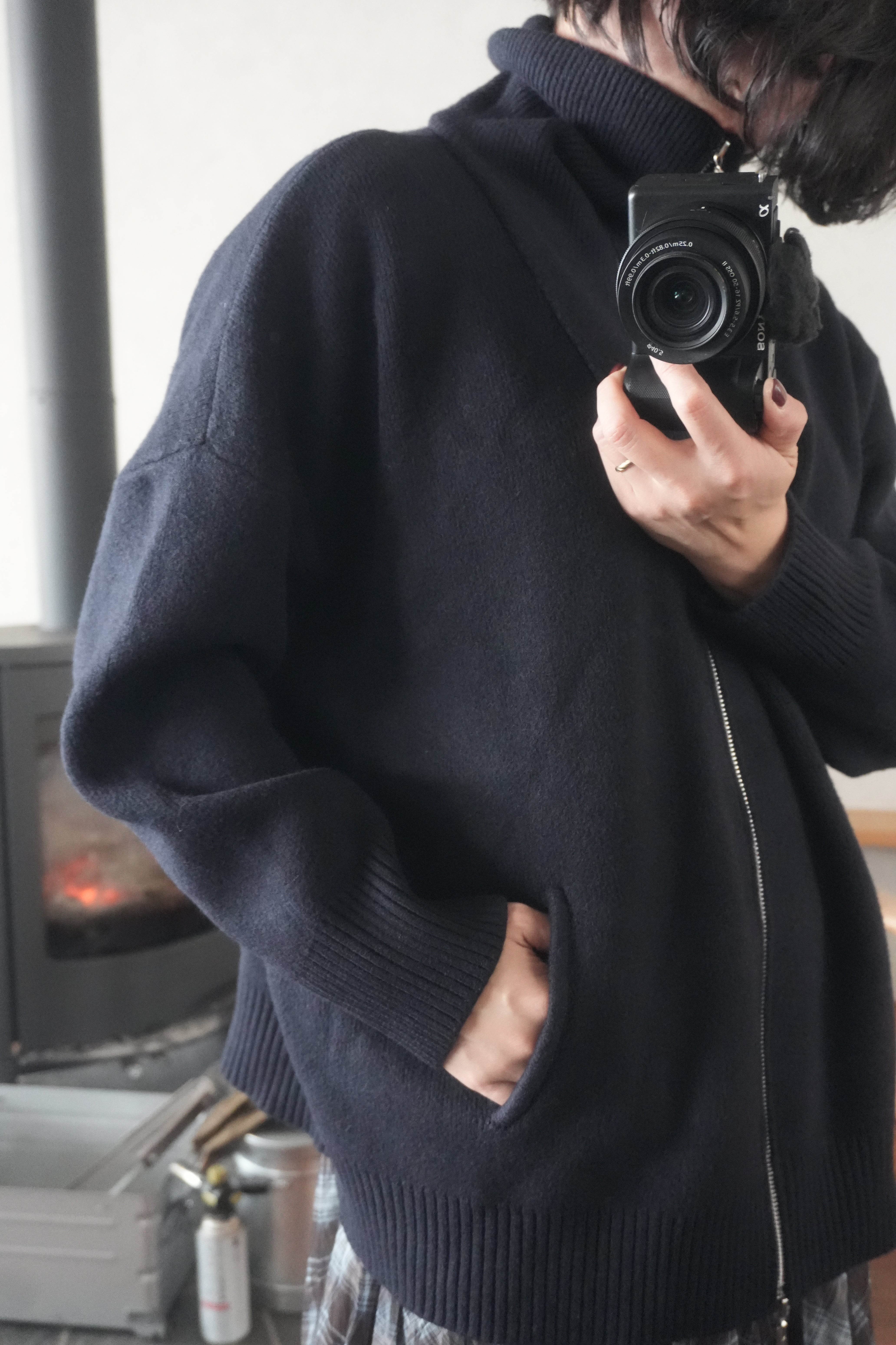 Structured Zip-up knit jacket