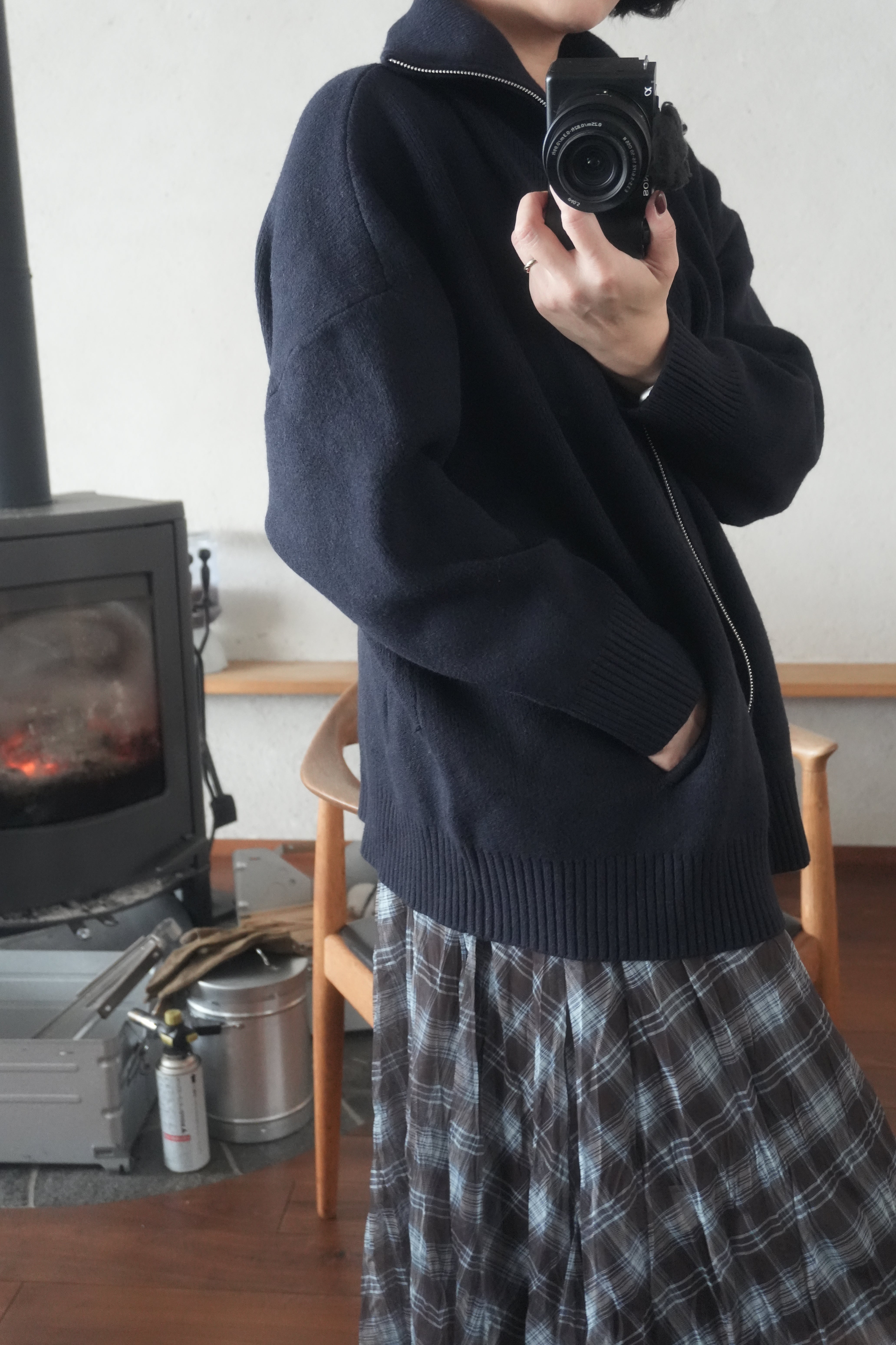 Structured Zip-up knit jacket