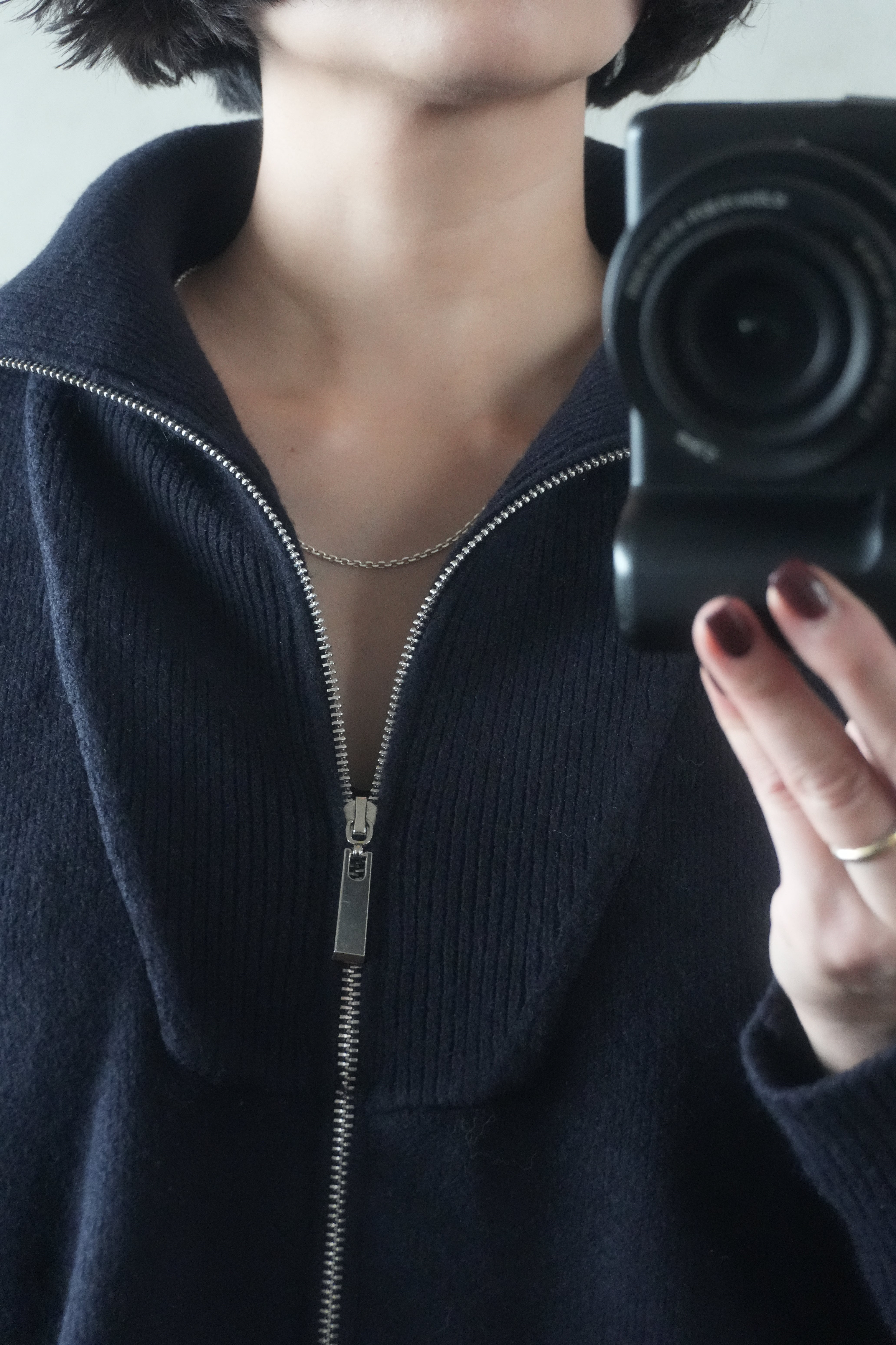 Structured Zip-up knit jacket