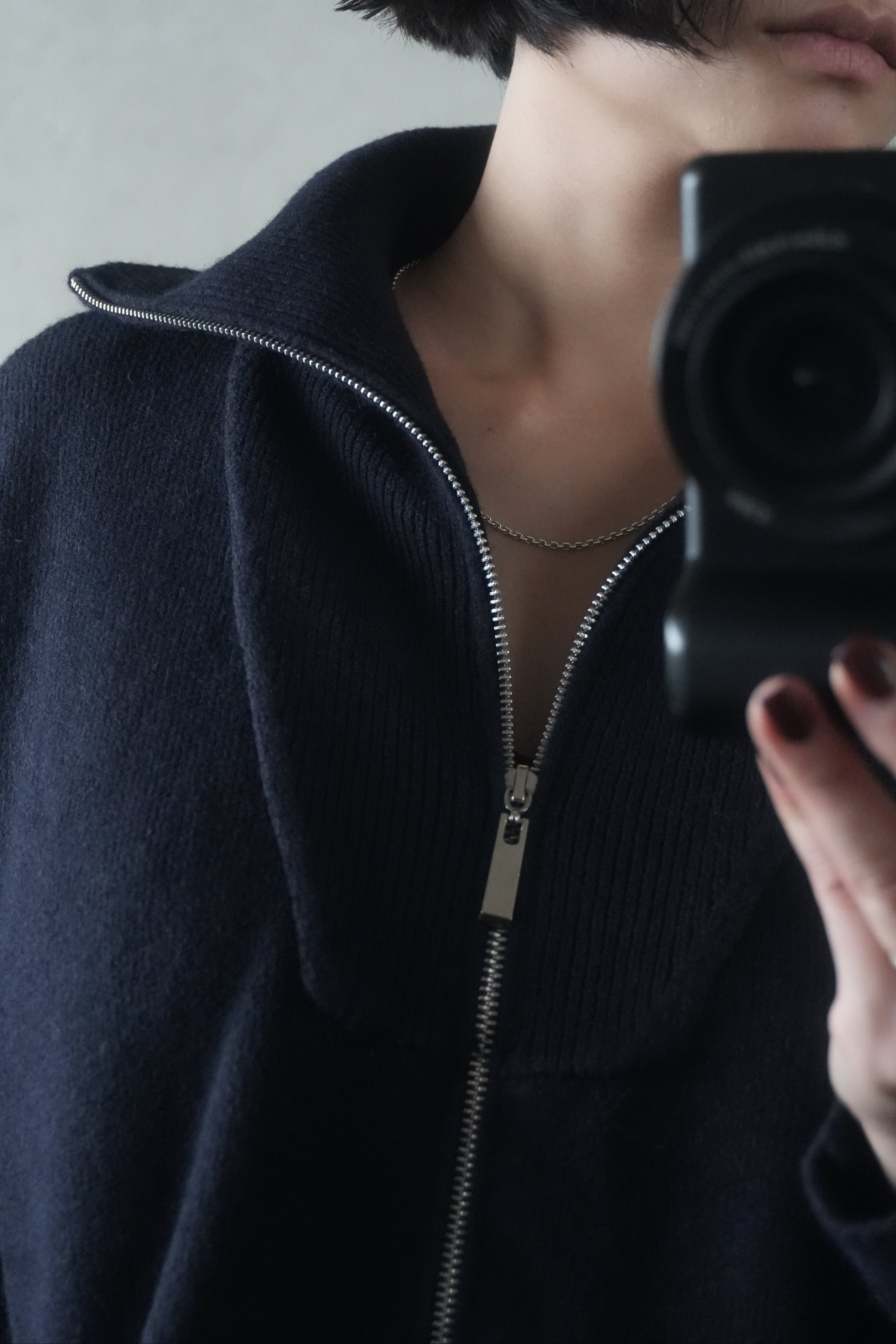 Structured Zip-up knit jacket