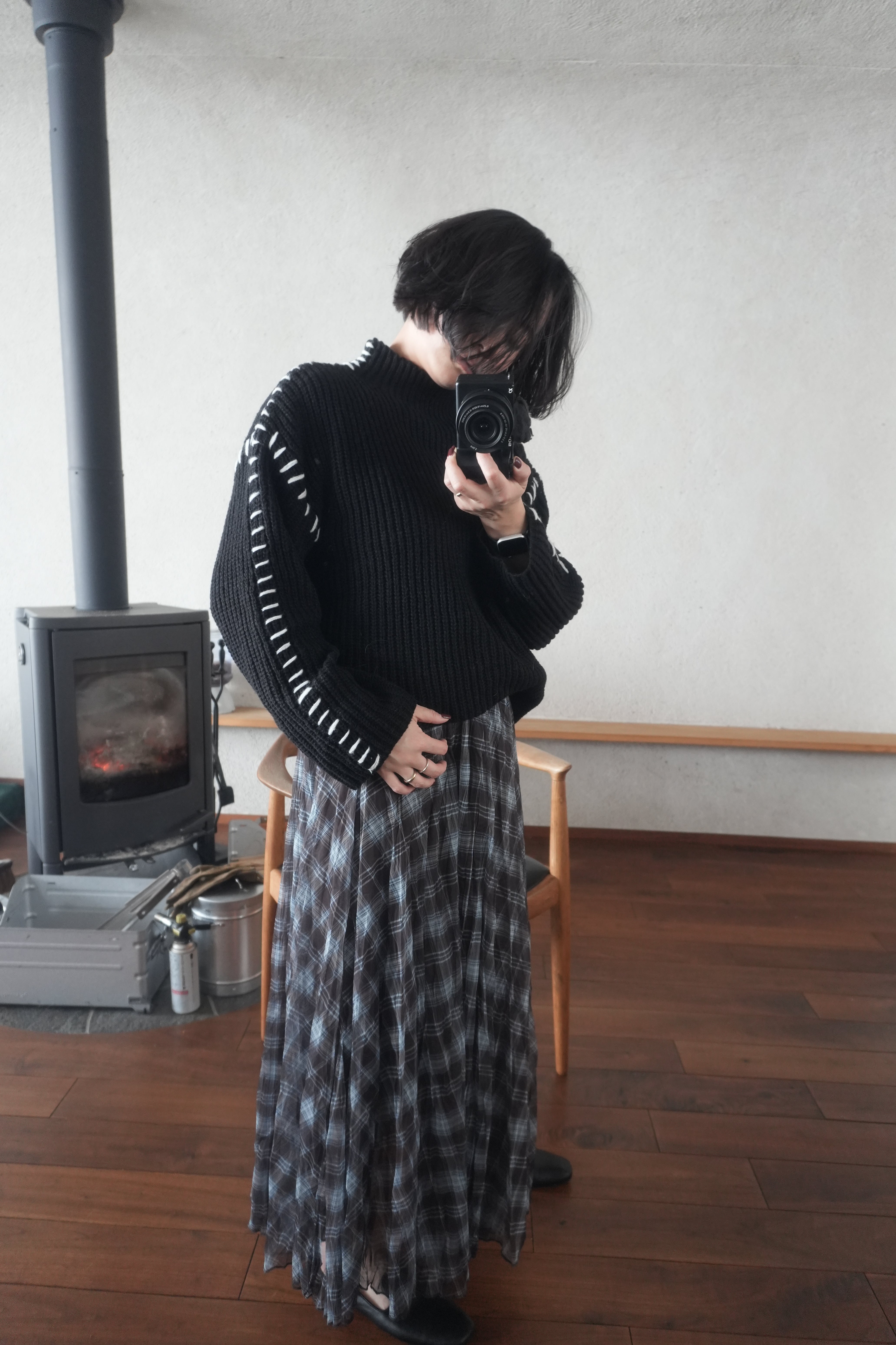 Contrast Stitch Knit Pullover