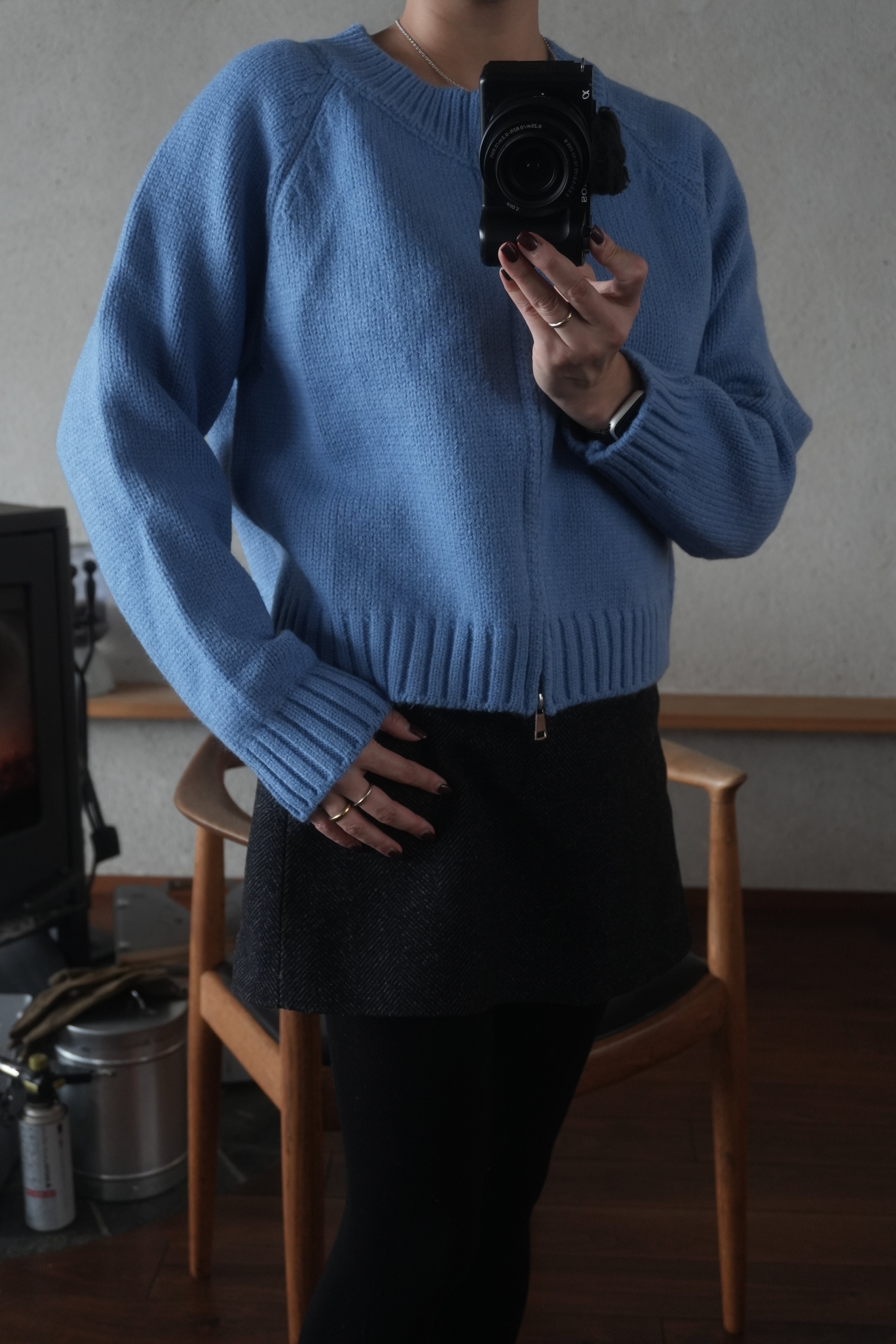 Blue zip knit
