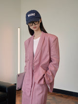 pink linen suits