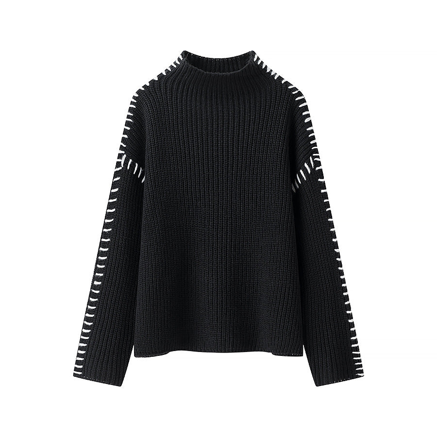 Contrast Stitch Knit Pullover
