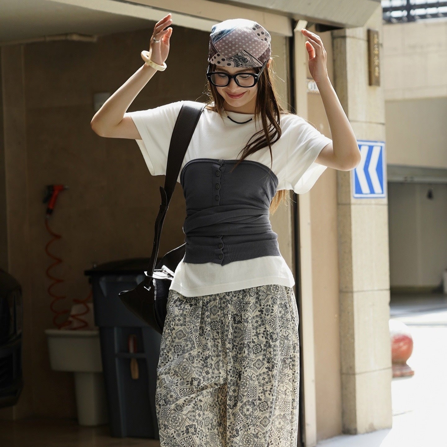 Knit Button Bustier