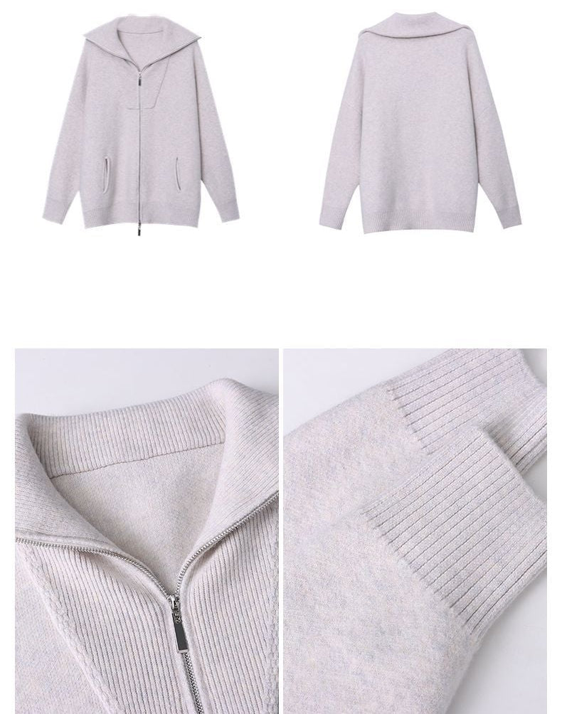 Structured Zip-up knit jacket