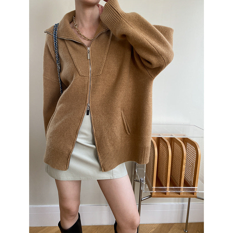 Structured Zip-up knit jacket