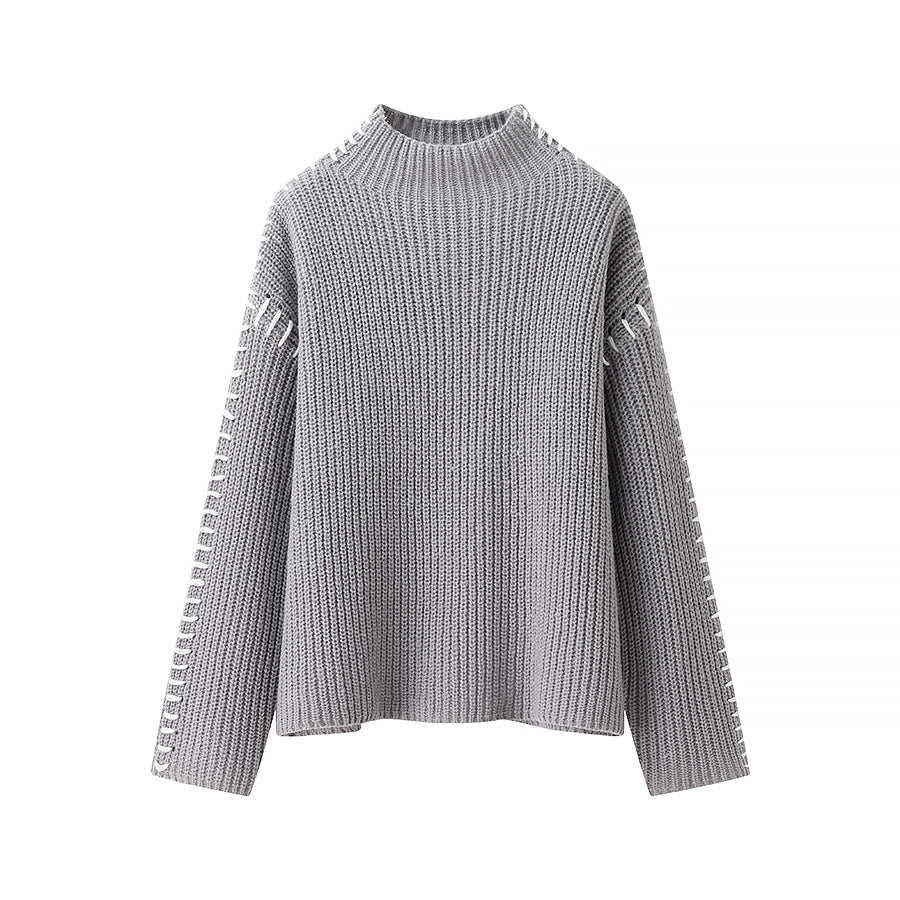 Contrast Stitch Knit Pullover