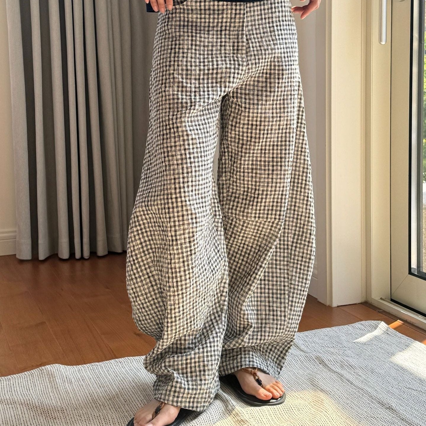 Check wide trouser