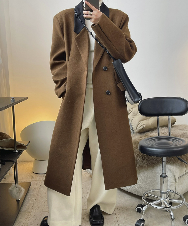 Notched Collar Wool blended Coat