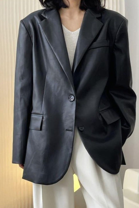 Solid vegan leather jacket