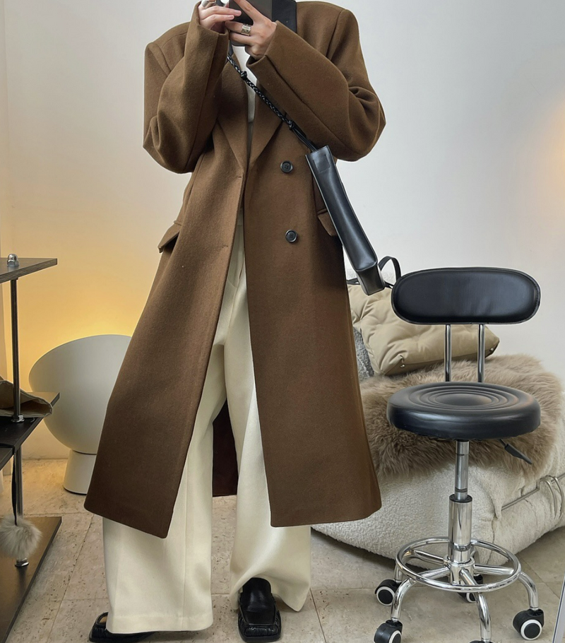 Notched Collar Wool blended Coat