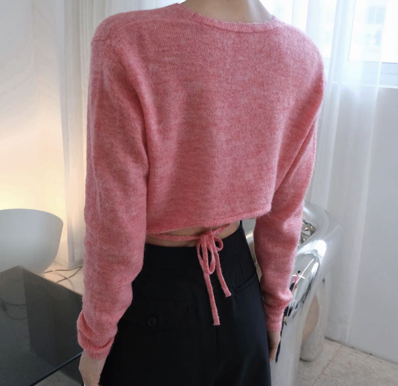 Back open mohair knit