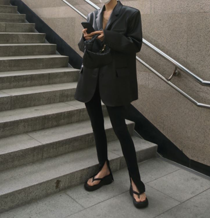 Vegan leather blazer