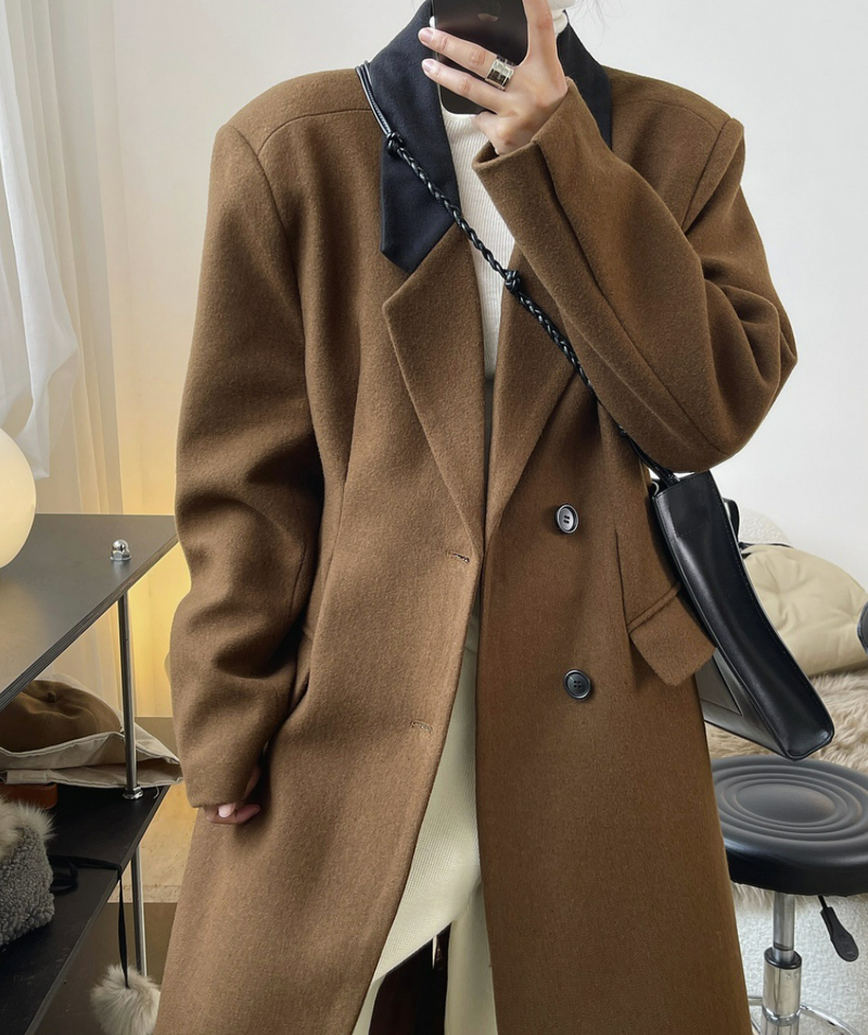 Notched Collar Wool blended Coat