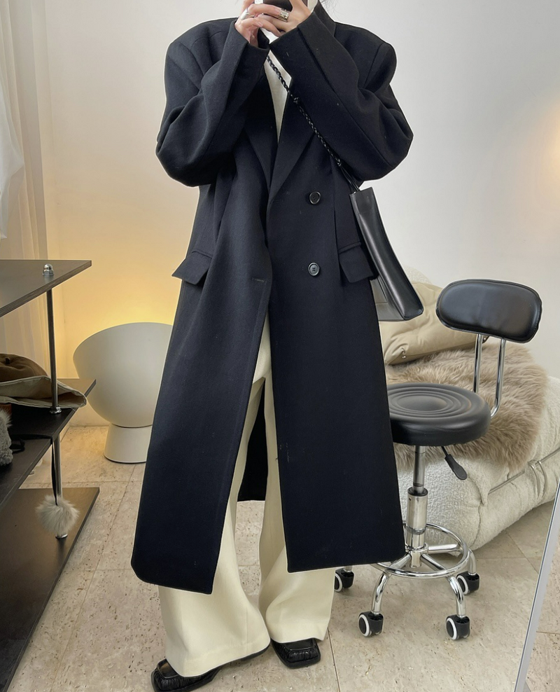 Notched Collar Wool blended Coat