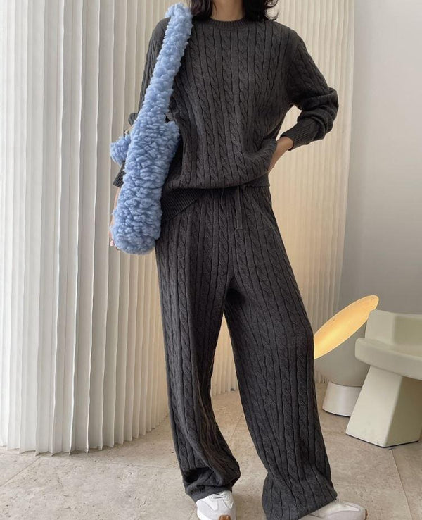 Cable knit pants