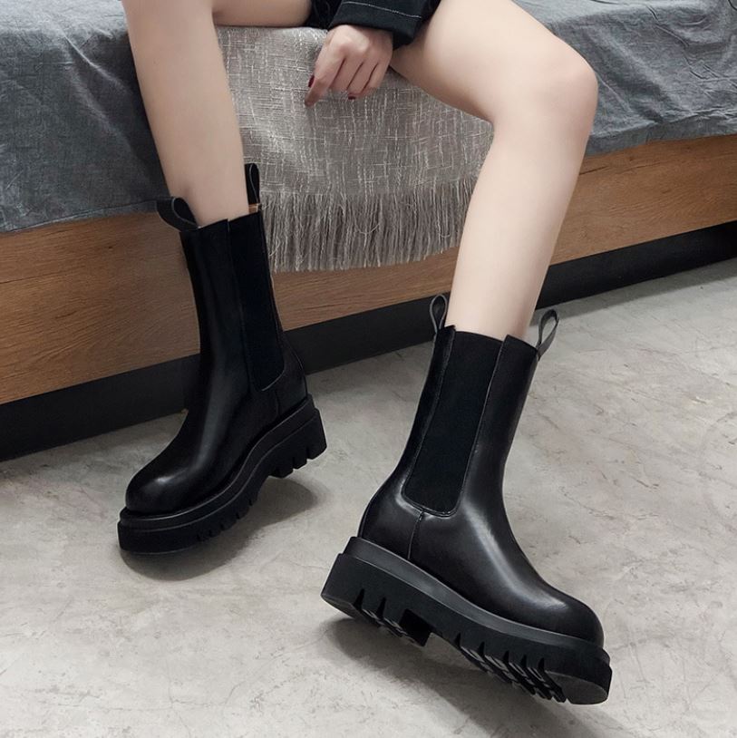 Black leather boots