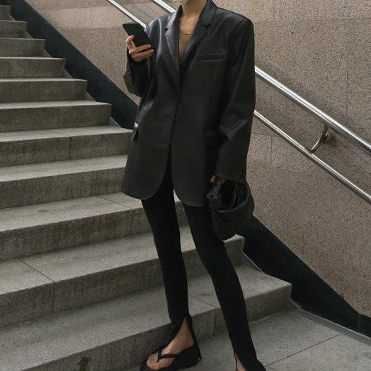 Vegan leather blazer