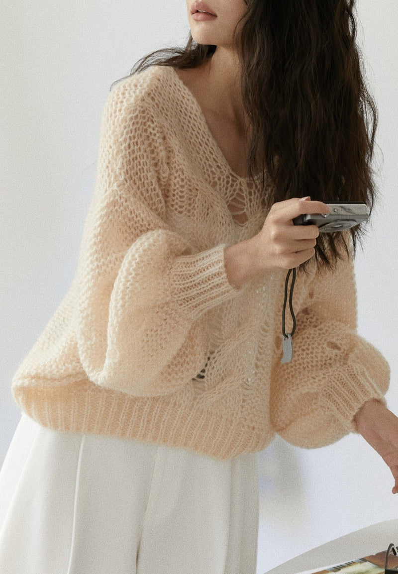 Loose wool mohair knit