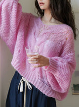 Loose wool mohair knit