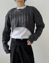 Cropped cable knit sweater