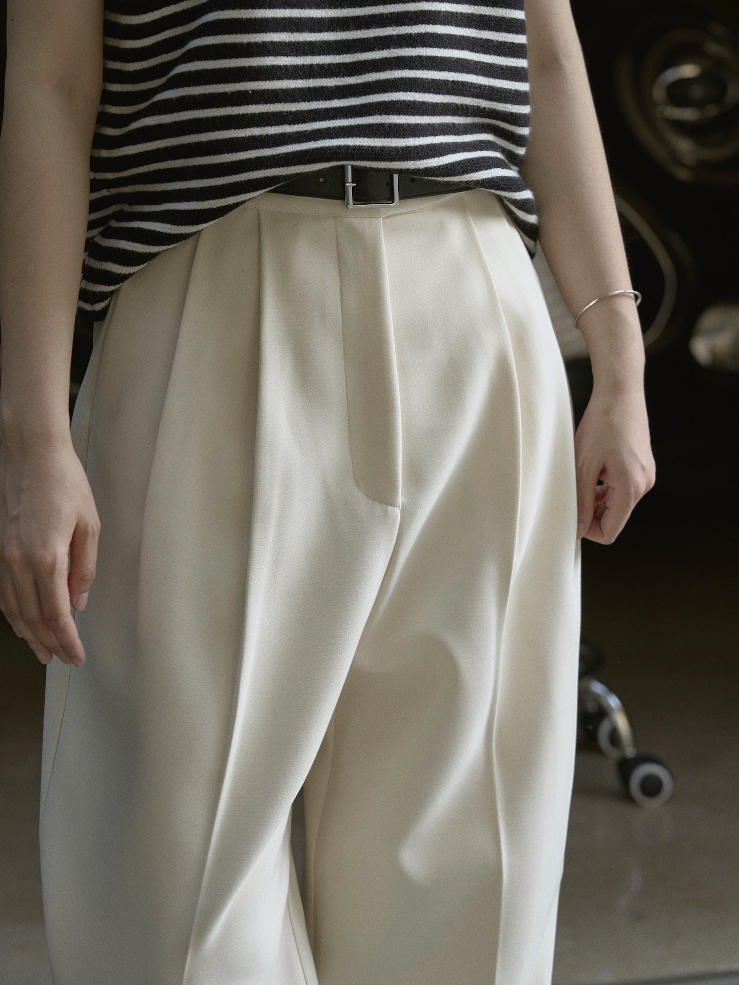 High waist wide leg trousers
