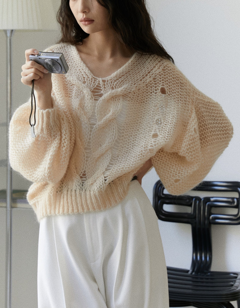 Loose wool mohair knit