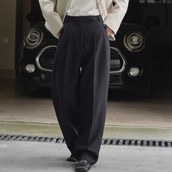 High waist wide leg trousers