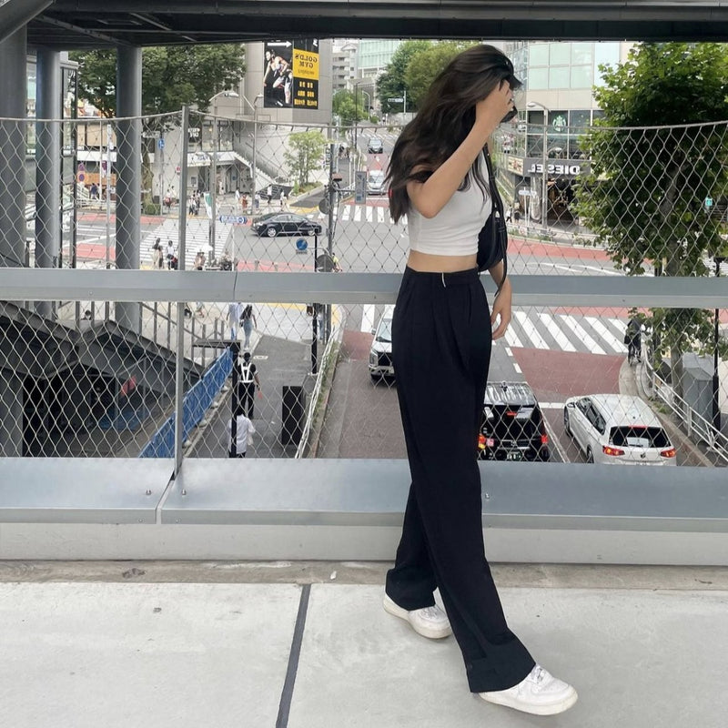 High waist wide leg pants